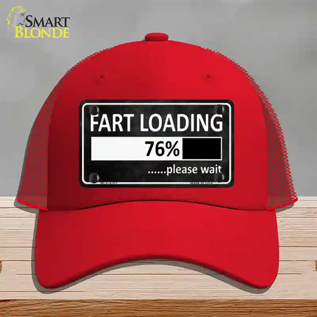 Fart Loading Novelty License Plate Hat Mesh / Red