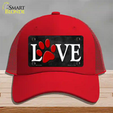 Love Paw Novelty License Plate Hat Mesh / Red