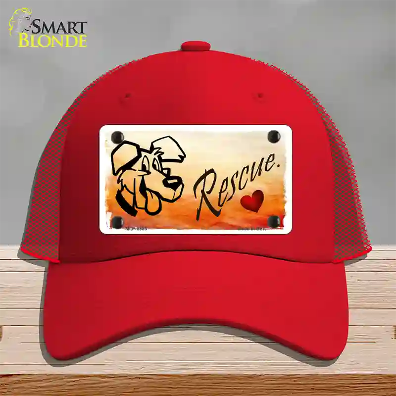 Rescue Dog Novelty License Plate Hat Mesh / Red