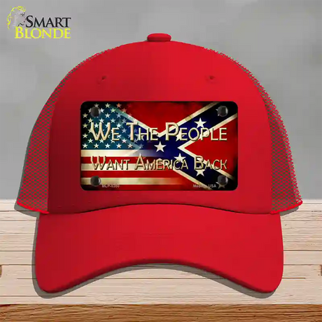 We The People American Confederate Novelty License Plate Hat Mesh / Red