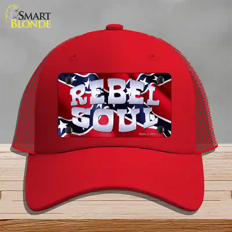 Rebel Soul Novelty License Plate Hat Mesh / Red