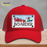 Snow Boarder Novelty License Plate Hat Mesh / Red