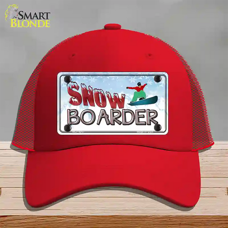 Snow Boarder Novelty License Plate Hat Mesh / Red