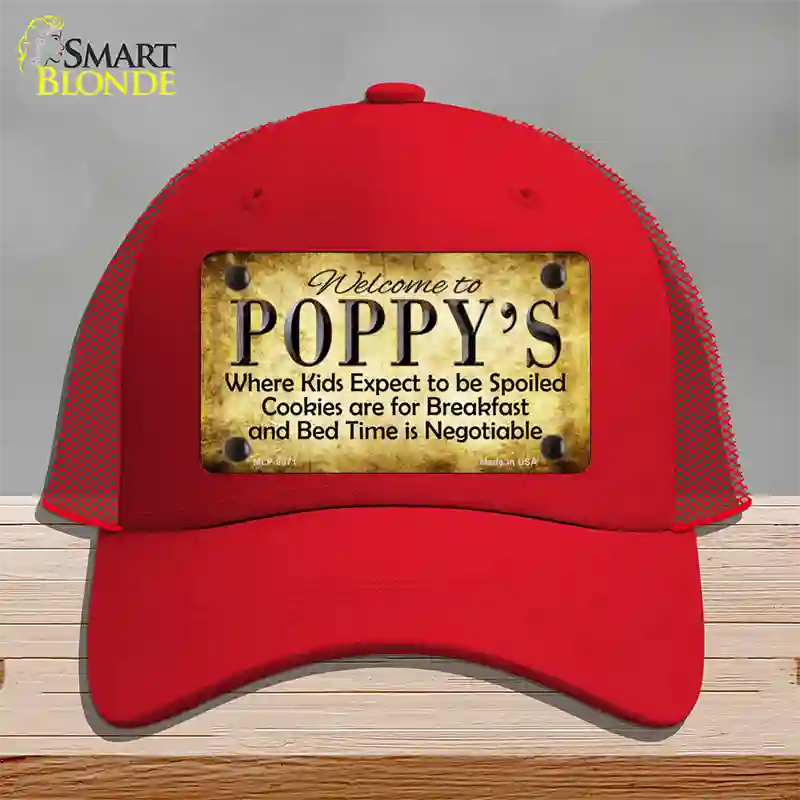 Poppys Novelty License Plate Hat Mesh / Red