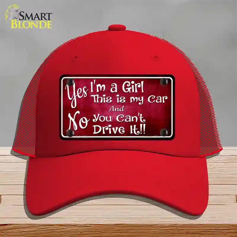 Yes Im A Girl Novelty License Plate Hat Mesh / Red