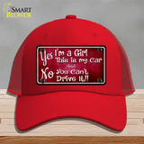 Yes Im A Girl Novelty License Plate Hat Mesh / Red