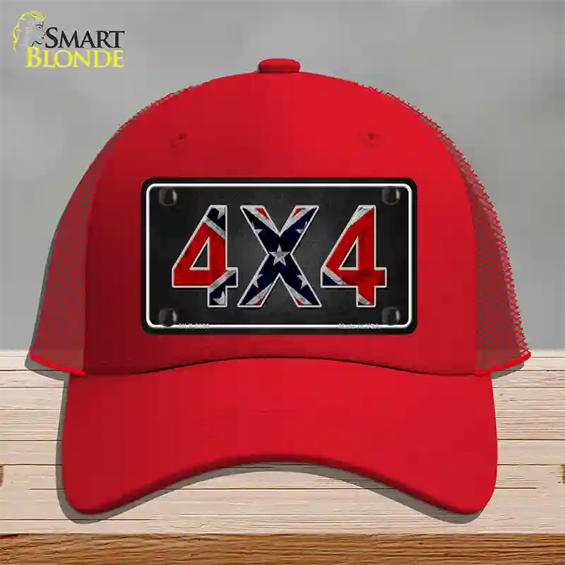 4x4 Confederate Novelty License Plate Hat Mesh / Red