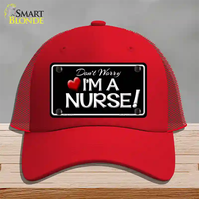 Im A Nurse Novelty License Plate Hat Mesh / Red