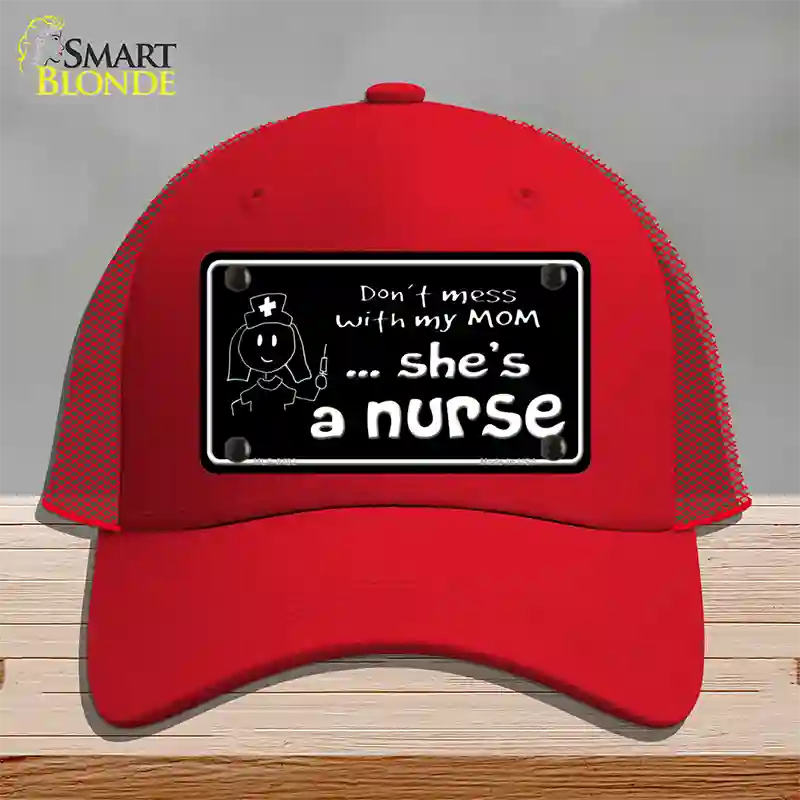 Dont Mess With My Mom Novelty License Plate Hat Mesh / Red