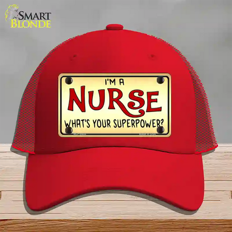 Im A Nurse Tan Novelty License Plate Hat Mesh / Red