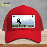 Wyoming State Novelty License Plate Hat Mesh / Red