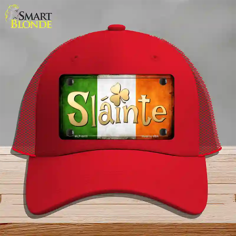 Slainte Novelty License Plate Hat Mesh / Red