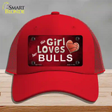 This Girl Loves Her Bulls Novelty License Plate Hat Mesh / Red