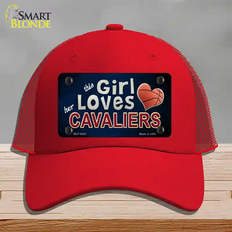 This Girl Loves Her Cavaliers Novelty License Plate Hat Mesh / Red