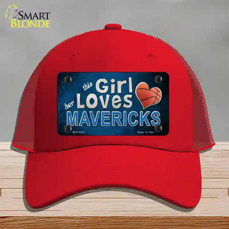 This Girl Loves Her Mavericks Novelty License Plate Hat Mesh / Red