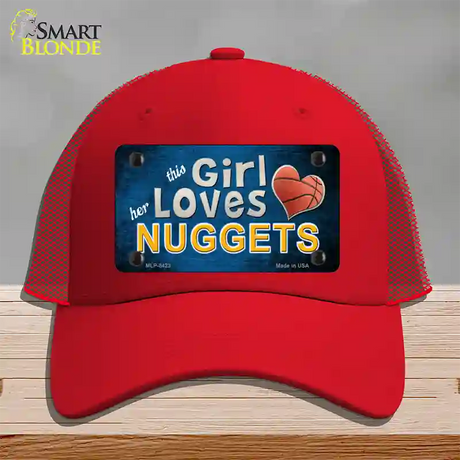 This Girl Loves Her Nuggets Novelty License Plate Hat Mesh / Red