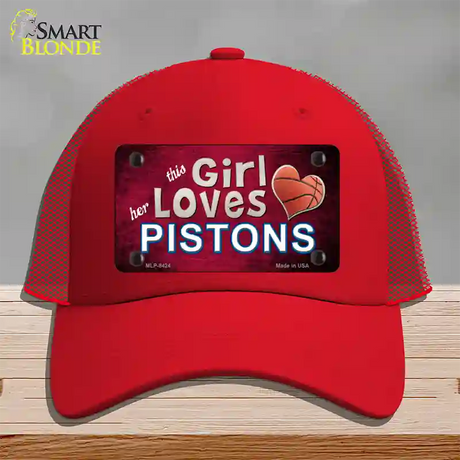 This Girl Loves Her Pistons Novelty License Plate Hat Mesh / Red