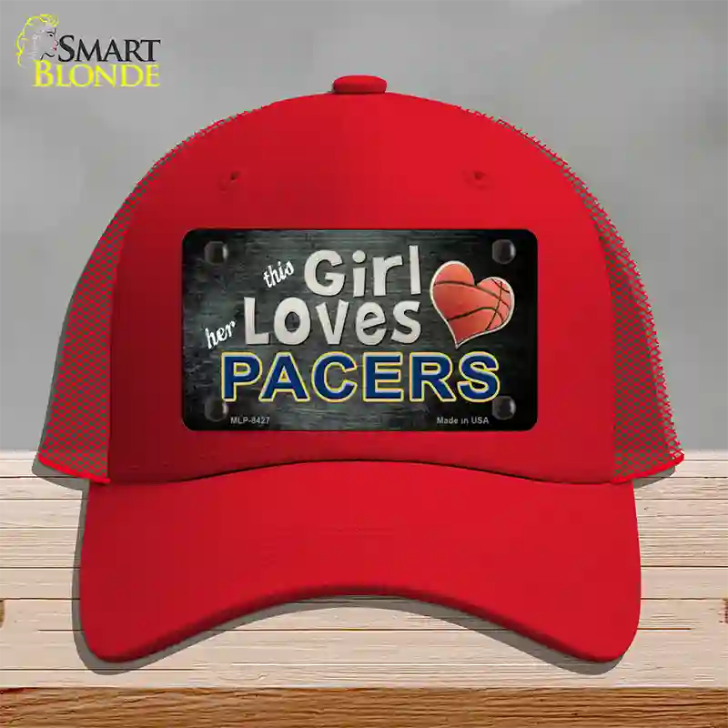 This Girl Loves Her Pacers Novelty License Plate Hat Mesh / Red