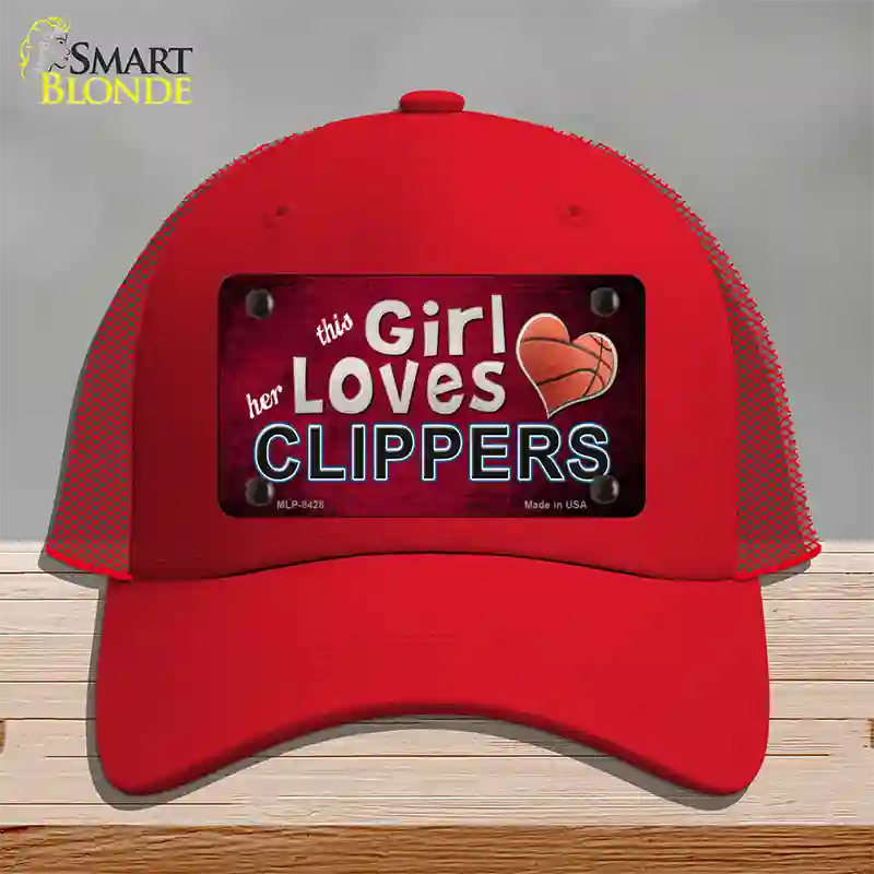 This Girl Loves Her Clippers Novelty License Plate Hat Mesh / Red