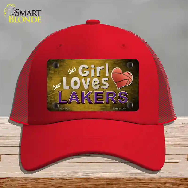 This Girl Loves Her Lakers Novelty License Plate Hat Mesh / Red