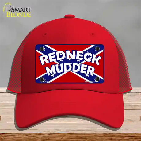 Redneck Mudder Novelty License Plate Hat Mesh / Red