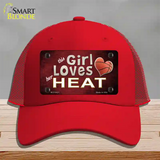 This Girl Loves Her Heat Novelty License Plate Hat Mesh / Red