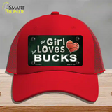 This Girl Loves Her Bucks Novelty License Plate Hat Mesh / Red