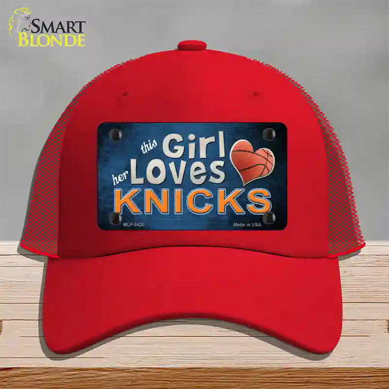 This Girl Loves Her Knicks Novelty License Plate Hat Mesh / Red