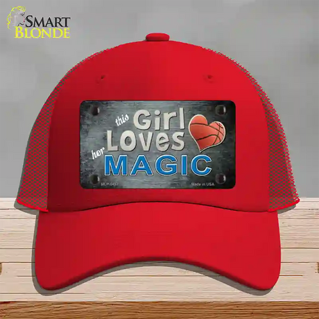 This Girl Loves Her Magic Novelty License Plate Hat Mesh / Red