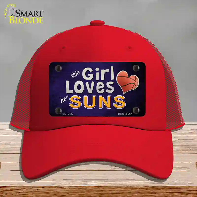 This Girl Loves Her Suns Novelty License Plate Hat Mesh / Red