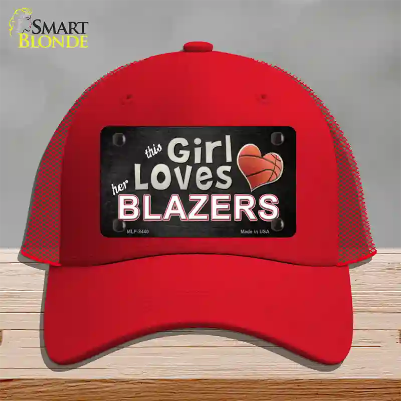 This Girl Loves Her Blazers Novelty License Plate Hat Mesh / Red