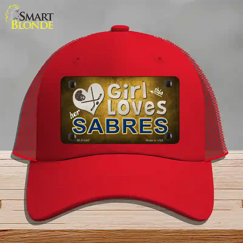 This Girl Loves Her Sabres Novelty License Plate Hat Mesh / Red