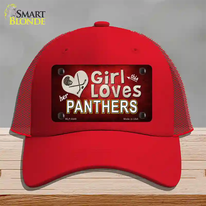 This Girl Loves Her Panthers Hockey Novelty License Plate Hat Mesh / Red