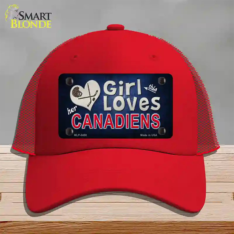 This Girl Loves Her Canadiens Novelty License Plate Hat Mesh / Red