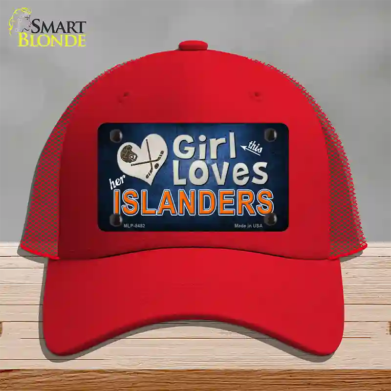 This Girl Loves Her Islanders Novelty License Plate Hat Mesh / Red