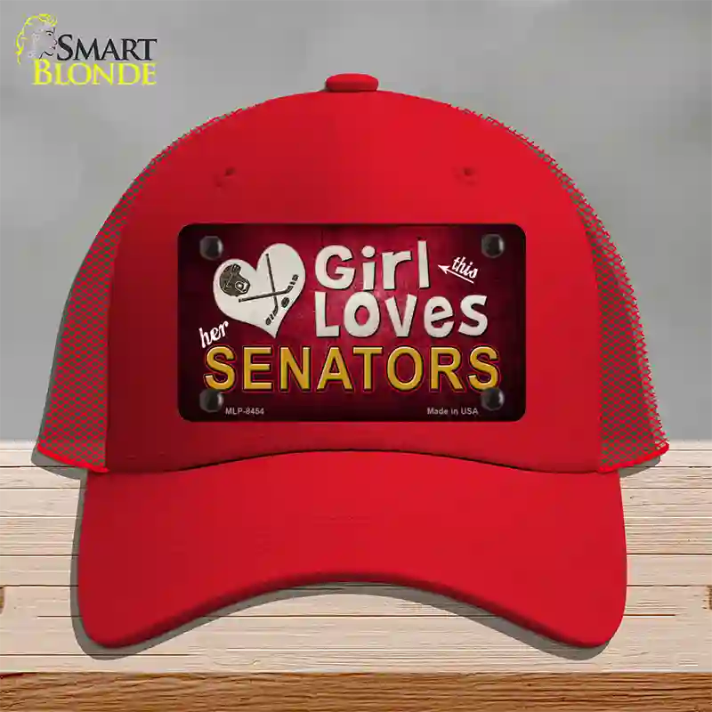 This Girl Loves Her Senators Novelty License Plate Hat Mesh / Red