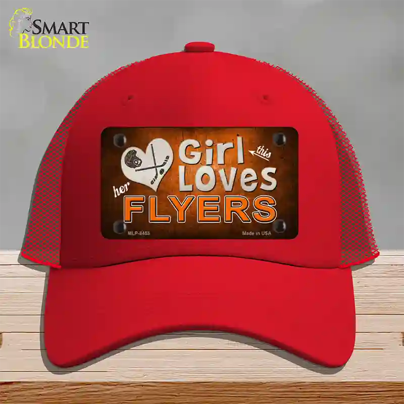 This Girl Loves Her Flyers Novelty License Plate Hat Mesh / Red