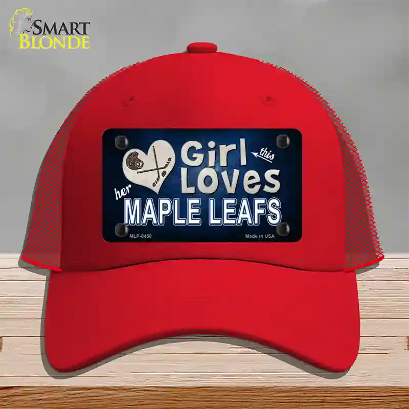 This Girl Loves Her Maple Leafs Novelty License Plate Hat Mesh / Red