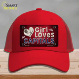 This Girl Loves Her Capitals Novelty License Plate Hat Mesh / Red