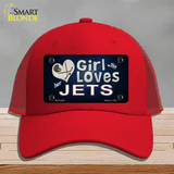 This Girl Loves Her Jets Hockey Novelty License Plate Hat Mesh / Red