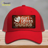 This Girl Loves Her Ducks Novelty License Plate Hat Mesh / Red