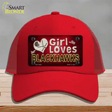 This Girl Loves Her Blackhawks Novelty License Plate Hat Mesh / Red