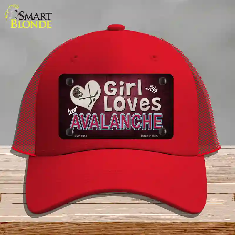 This Girl Loves Her Avalanche Novelty License Plate Hat Mesh / Red