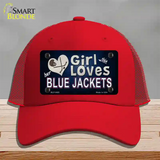 This Girl Loves Her Blue Jackets Novelty License Plate Hat Mesh / Red