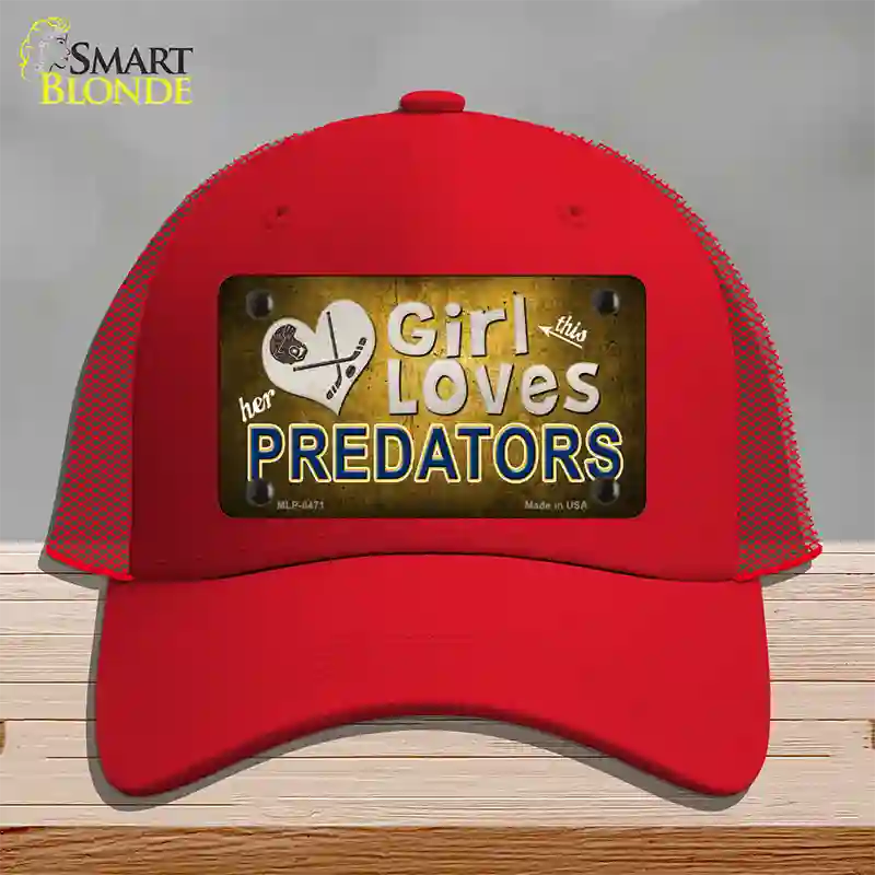 This Girl Loves Her Predators Novelty License Plate Hat Mesh / Red