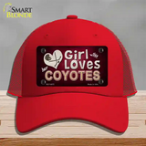 This Girl Loves Her Coyotes Novelty License Plate Hat Mesh / Red