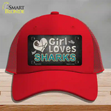 This Girl Loves Her Sharks Novelty License Plate Hat Mesh / Red