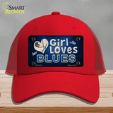 This Girl Loves Her Blues Novelty License Plate Hat Mesh / Red