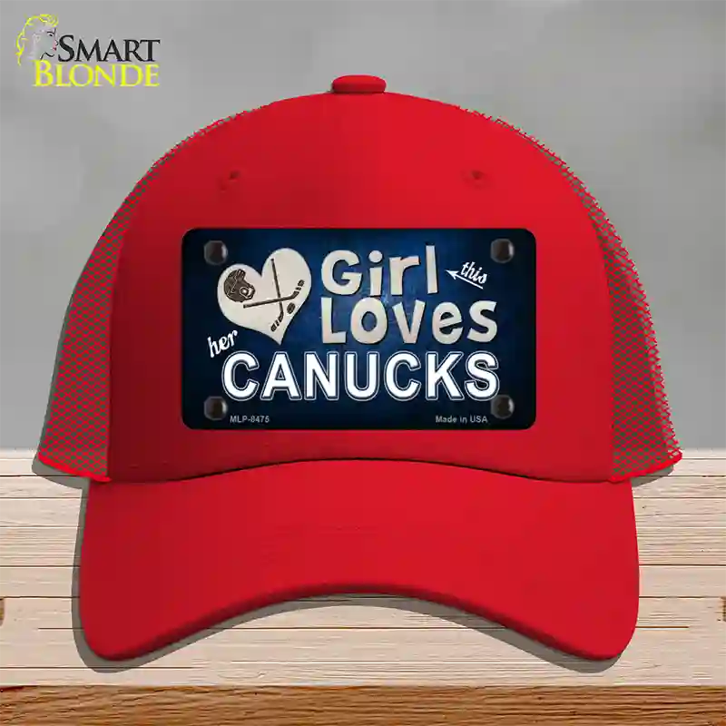 This Girl Loves Her Canucks Novelty License Plate Hat Mesh / Red