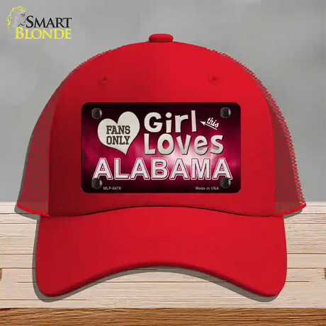 This Girl Loves Alabama Novelty License Plate Hat Mesh / Red